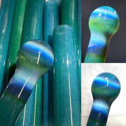 Blue Green Algae (Dense Silver) over White Satin B