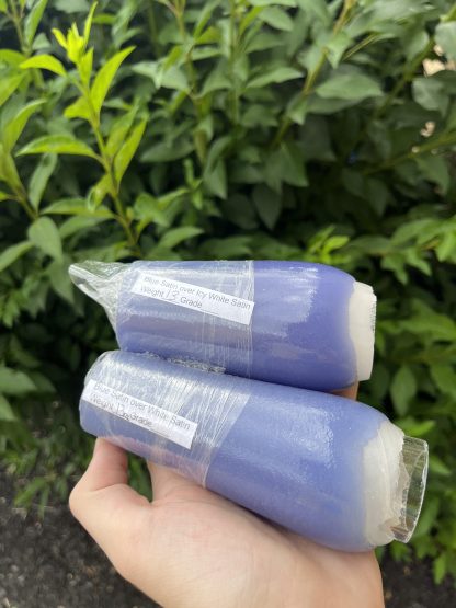 Greasy Glass Tubing:Blue Satin>White Satin